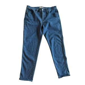 Madewell Slim Straight Jeans Womens SZ 32 Polka Dot Denim High Rise Stretch E13